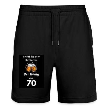 Reicht das Bier 70 - Stanley/Stella Unisex Bio Joggingshorts Trainer  - Schwarz - Vorne - Nik (191cm) & Marisol (170cm)