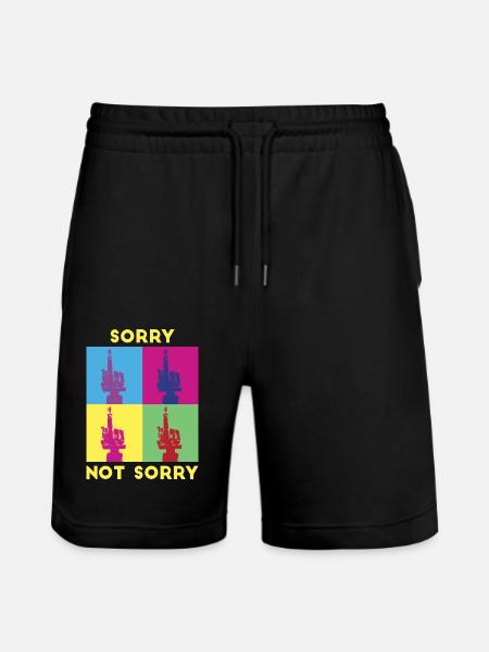 Tyvärr, inte ledsen. Ironisk och rolig design - Ekologiska joggingshorts Trainer unisex från Stanley/Stella - svart