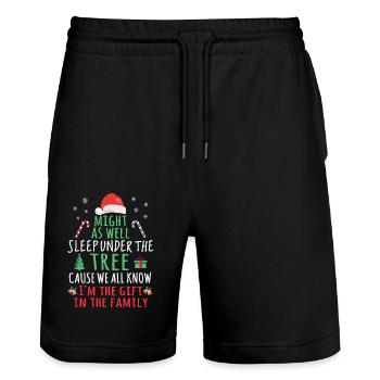 Ich könnte genauso gut unter dem Baum schlafen - Stanley/Stella Unisex Bio Joggingshorts Trainer  - Schwarz - Vorne - Nik (191cm) & Marisol (170cm)