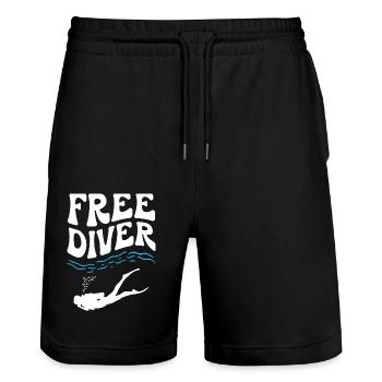Free Diver - Stanley/Stella Unisex Bio Joggingshorts Trainer  - Schwarz - Vorne - Nik (191cm) & Marisol (170cm)