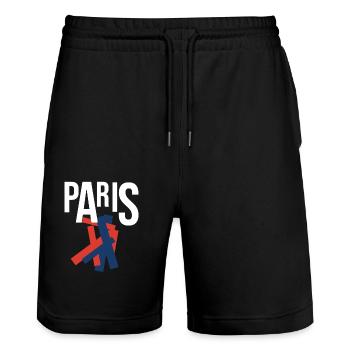 Creative souvenir Paris - Stanley/Stella Trainer Unisex Organic Jogging Shorts - black - Front - Nik (191cm) & Marisol (170cm)
