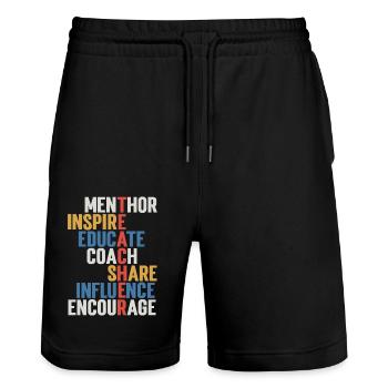 Lehrer - Stanley/Stella Unisex Bio Joggingshorts Trainer  - Schwarz - Vorne - Nik (191cm) & Marisol (170cm)
