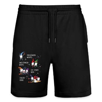 Glühwein Wichtel (Vier-Gesellen-Edition) - Stanley/Stella Unisex Bio Joggingshorts Trainer  - Schwarz - Vorne - Nik (191cm) & Marisol (170cm)