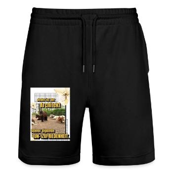 Herde Motto - Stanley/Stella Unisex Bio Joggingshorts Trainer  - Schwarz - Vorne - Nik (191cm) & Marisol (170cm)