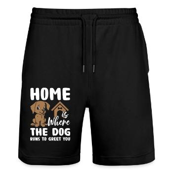 Amoureux des chiens - Short de jogging bio TRAINER Stanley/Stella unisexe - noir - Devant - Nik (191cm) & Marisol (170cm)