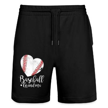 Baseball-Oma-Muttertag - Stanley/Stella Unisex Bio Joggingshorts Trainer  - Schwarz - Vorne - Nik (191cm) & Marisol (170cm)