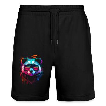 Panda hipster - Short de jogging bio TRAINER Stanley/Stella unisexe - noir - Devant - Nik (191cm) & Marisol (170cm)