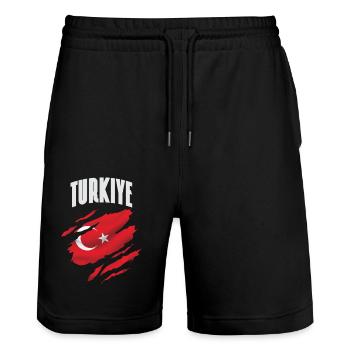 Turquie - Le turc en cadeau - Short de jogging bio TRAINER Stanley/Stella unisexe - noir - Devant - Nik (191cm) & Marisol (170cm)