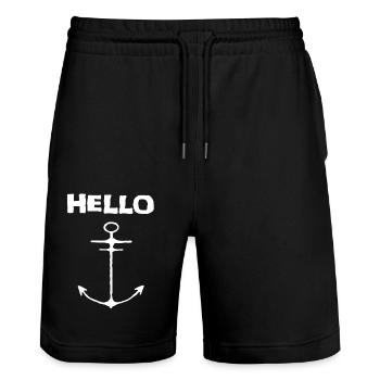 Hello Bojour - Stanley/Stella Unisex Bio Joggingshorts Trainer  - Schwarz - Vorne - Nik (191cm) & Marisol (170cm)