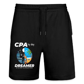 CPA Daydreams: Balancing Work and Bliss in Split - Stanley/Stella Trainer Unisex Organic Jogging Shorts - black - Front - Nik (191cm) & Marisol (170cm)