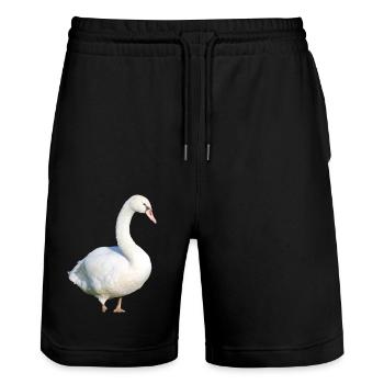Swan, Duck, Bird, Goose - Stanley/Stella Trainer Unisex Organic Jogging Shorts - black - Front - Nik (191cm) & Marisol (170cm)