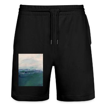 Abstraktes Meer - Stanley/Stella Unisex Bio Joggingshorts Trainer  - Schwarz - Vorne - Nik (191cm) & Marisol (170cm)