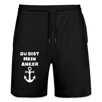 Du bist mein Anker - Stanley/Stella Unisex Bio Joggingshorts Trainer  - Schwarz - Vorne - Nik (191cm) & Marisol (170cm)