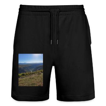 Berge - Stanley/Stella Unisex Bio Joggingshorts Trainer  - Schwarz - Vorne - Nik (191cm) & Marisol (170cm)