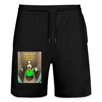 LIKE TO PARTY! - Stanley/Stella Trainer Unisex Organic Jogging Shorts - black - Front - Nik (191cm) & Marisol (170cm)
