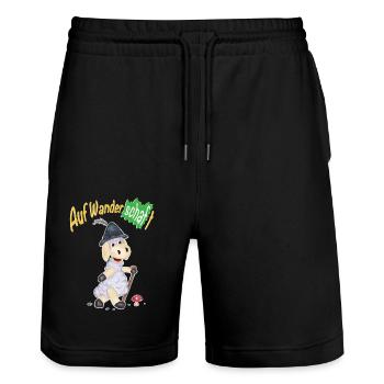 Wanderschaf - Stanley/Stella Unisex Bio Joggingshorts Trainer  - Schwarz - Vorne - Nik (191cm) & Marisol (170cm)