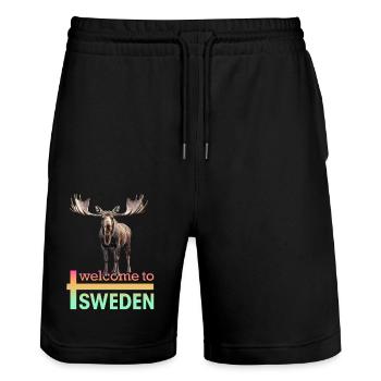 Sweden Swedish moose best animal antlers deer deer - Stanley/Stella Trainer Unisex Organic Jogging Shorts - black - Front - Nik (191cm) & Marisol (170cm)