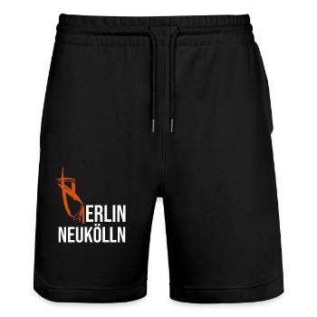 Berlin Neukölln - Stanley/Stella Trainer Unisex Organic Jogging Shorts - black - Front - Nik (191cm) & Marisol (170cm)