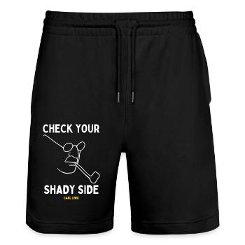 Carl Jung Quote Translated To Gen Z - Shady Side - Stanley/Stella Trainer Unisex Organic Jogging Shorts - black - Front - Nik (191cm) & Marisol (170cm)