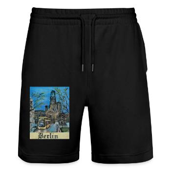 KaiserWilhelmKirche - Stanley/Stella Unisex Bio Joggingshorts Trainer  - Schwarz - Vorne - Nik (191cm) & Marisol (170cm)