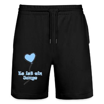 Ballon bleu garçon sexe bébé enfant - Short de jogging bio TRAINER Stanley/Stella unisexe - noir - Devant - Nik (191cm) & Marisol (170cm)