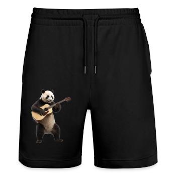 Panda Gitarre - Stanley/Stella Unisex Bio Joggingshorts Trainer  - Schwarz - Vorne - Nik (191cm) & Marisol (170cm)
