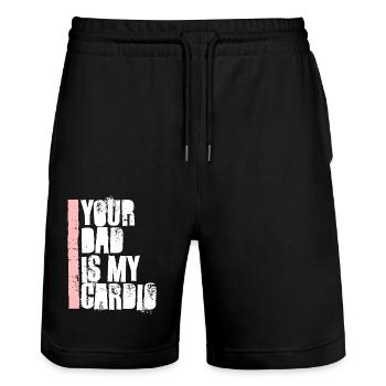 Dein Vater ist mein Herz-Kreislauf-System Lustiger Vater-Muttertag - Stanley/Stella Unisex Bio Joggingshorts Trainer  - Schwarz - Vorne - Nik (191cm) & Marisol (170cm)