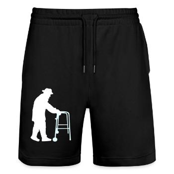 Retired Grandpa Grandpa Old Grandpa Walking Aid Hat Coat - Stanley/Stella Trainer Unisex Organic Jogging Shorts - black - Front - Nik (191cm) & Marisol (170cm)