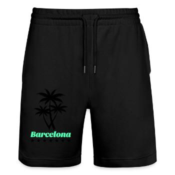 Barcelona - Stanley/Stella Trainer Unisex Organic Jogging Shorts - black - Front - Nik (191cm) & Marisol (170cm)