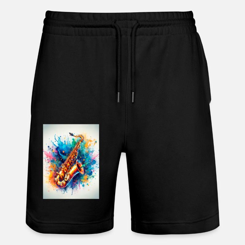 Saxophone aquarelle - Short de jogging bio TRAINER Stanley/Stella unisexe - noir