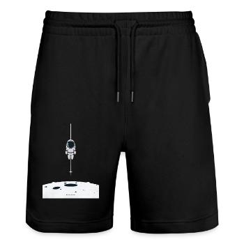 Moon Landing Astronaut Exploration - Stanley/Stella Trainer Unisex Organic Jogging Shorts - black - Front - Nik (191cm) & Marisol (170cm)