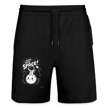 I Need More Space Astronaut Auf Mond - Stanley/Stella Unisex Bio Joggingshorts Trainer  - Schwarz - Vorne - Nik (191cm) & Marisol (170cm)