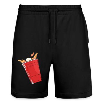 Beer Pong Beer Pong - Stanley/Stella Trainer Unisex Organic Jogging Shorts - black - Front - Nik (191cm) & Marisol (170cm)