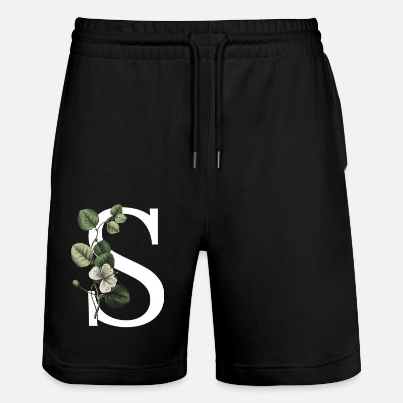 lettre S botanique vert - Short de jogging bio TRAINER Stanley/Stella unisexe - noir