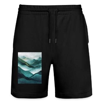 Affiche Geo Nature Paint 5 - Short de jogging bio TRAINER Stanley/Stella unisexe - noir - Devant - Nik (191cm) & Marisol (170cm)