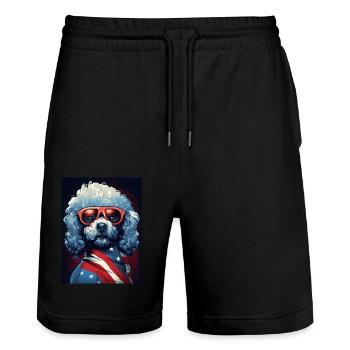 Cool Poodle with Sunglasses - Stanley/Stella Trainer Unisex Organic Jogging Shorts - black - Front - Nik (191cm) & Marisol (170cm)