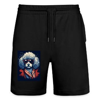 Cooler Pudel mit Sonnenbrille - Stanley/Stella Unisex Bio Joggingshorts Trainer  - Schwarz - Vorne - Nik (191cm) & Marisol (170cm)