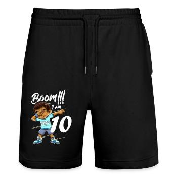 Boom Im 10 Jahre alten schwarzen Jungen Dabbing - Stanley/Stella Unisex Bio Joggingshorts Trainer  - Schwarz - Vorne - Nik (191cm) & Marisol (170cm)