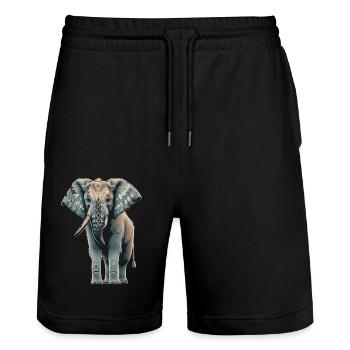 Blue Elephant - Stanley/Stella Trainer Unisex Organic Jogging Shorts - black - Front - Nik (191cm) & Marisol (170cm)