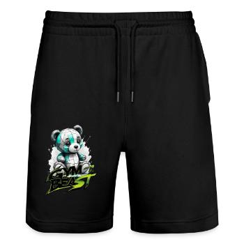 teddy gym beast - Stanley/Stella Unisex Bio Joggingshorts Trainer  - Schwarz - Vorne - Nik (191cm) & Marisol (170cm)