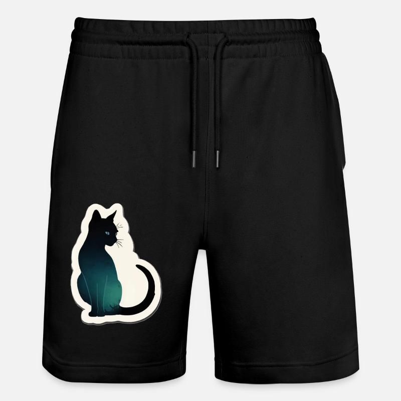 Katze Silhouette - Stanley/Stella Unisex Bio Joggingshorts Trainer  - Schwarz