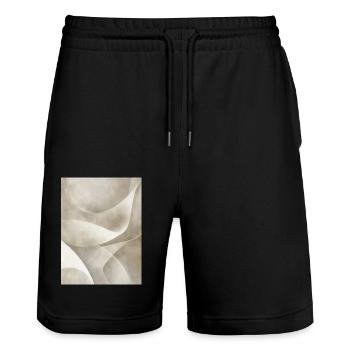 green abstract 7 - Stanley/Stella Unisex Bio Joggingshorts Trainer  - Schwarz - Vorne - Nik (191cm) & Marisol (170cm)