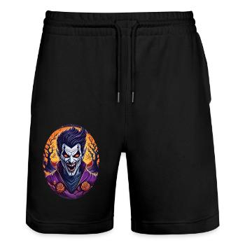 Gruseliges Halloween-party-kostüm Vampir - Stanley/Stella Trainer Unisex Organic Jogging Shorts - black - Front - Nik (191cm) & Marisol (170cm)