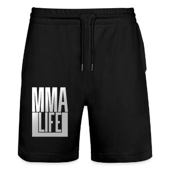 La vie MMA - Short de jogging bio TRAINER Stanley/Stella unisexe - noir - Devant - Nik (191cm) & Marisol (170cm)