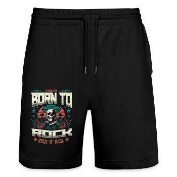 Né pour Rock Rétro Crâne Musique Amateur de Metal - Short de jogging bio TRAINER Stanley/Stella unisexe - noir - Devant - Nik (191cm) & Marisol (170cm)