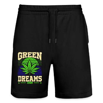 Green Dreams 1988 Rétro Vintage Feuille de Cannabis - Short de jogging bio TRAINER Stanley/Stella unisexe - noir - Devant - Nik (191cm) & Marisol (170cm)