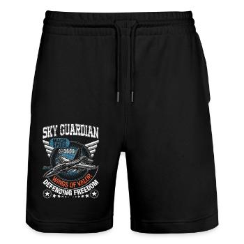 Wächter des Himmels - Stanley/Stella Unisex Bio Joggingshorts Trainer  - Schwarz - Vorne - Nik (191cm) & Marisol (170cm)
