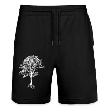 pixel tree - gaming and nature - Stanley/Stella Trainer Unisex Organic Jogging Shorts - black - Front - Nik (191cm) & Marisol (170cm)