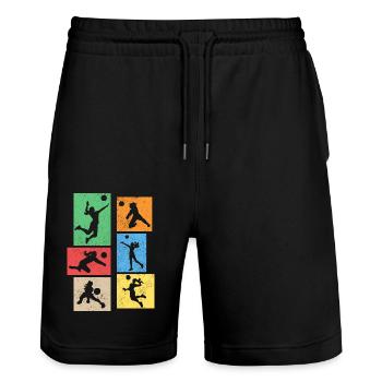 Women's VolleyBall - girls sport lovers - Stanley/Stella Trainer Unisex Organic Jogging Shorts - black - Front - Nik (191cm) & Marisol (170cm)