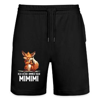 Fuchs Wald Tier Natur Ich höre immer nur Mimimi - Stanley/Stella Unisex Bio Joggingshorts Trainer  - Schwarz - Vorne - Nik (191cm) & Marisol (170cm)